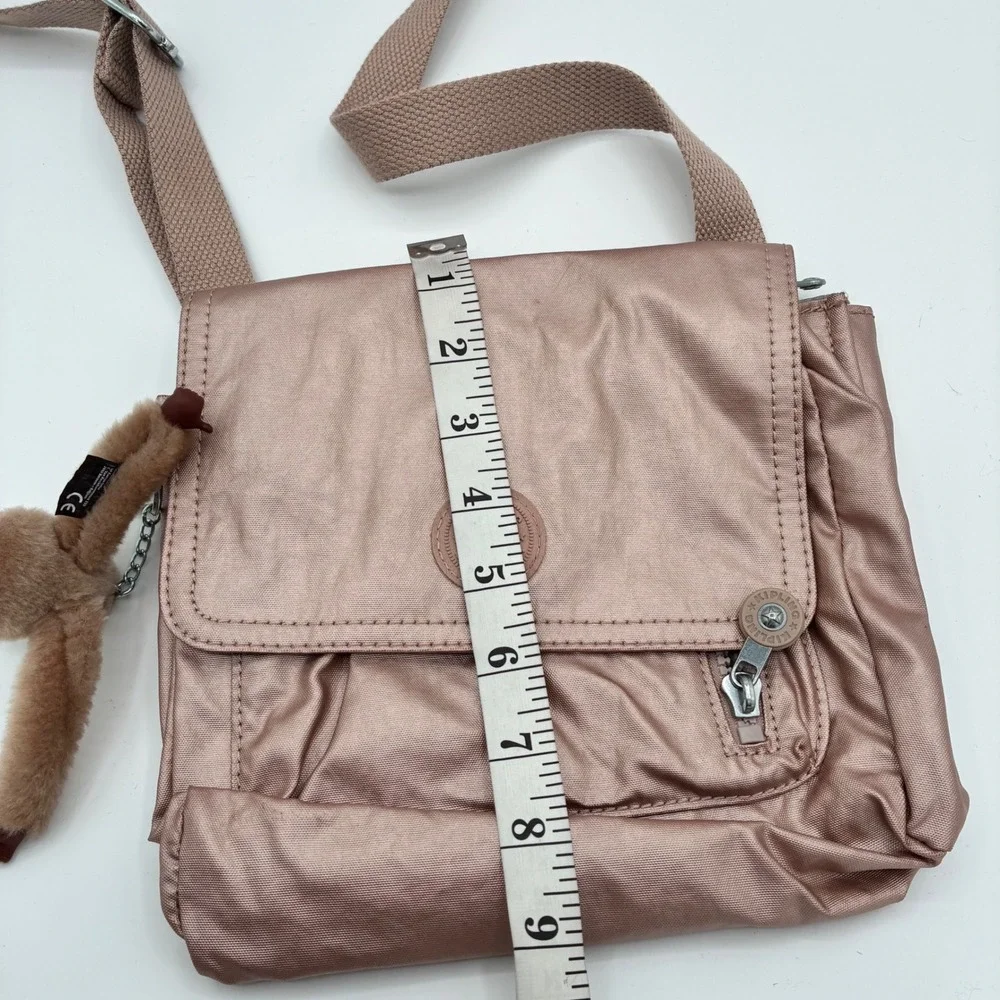Kipling KI0954 Alexis Crossbody Bag Metallic Rose Gold Shoulder Bag Monkey Charm